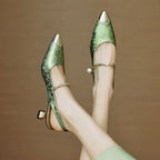 Martine | Slingback-pumps med tvinnad pärldetalj