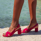 Claire | Korslagda sandaler med blockklack