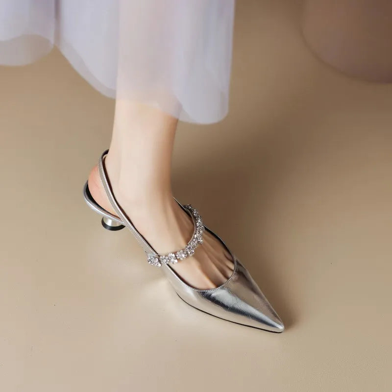 Pauline | Slingback-pumps med kristalldetalj