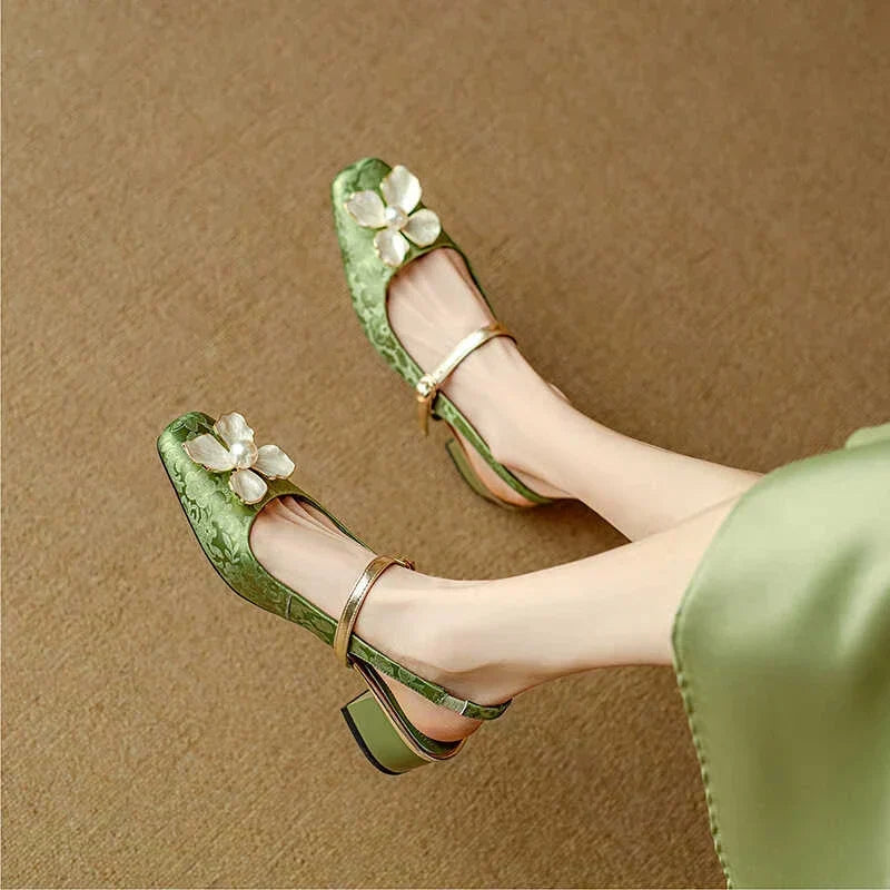 Chloé | Blommiga slingback-pumps