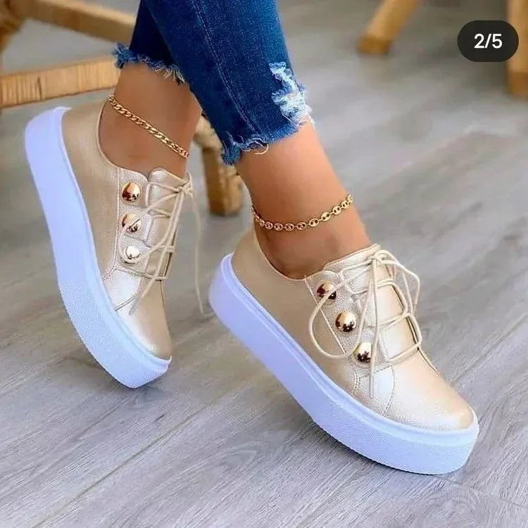 Serena – Ortopediska Platåsneakers Med Rund Tå