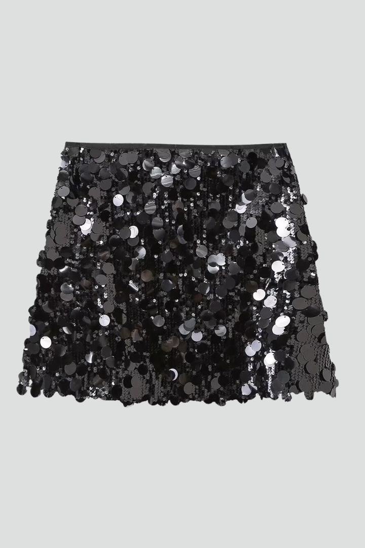 Madison – Kvinnoformad Mini Kjol med Paljetter och Glitter