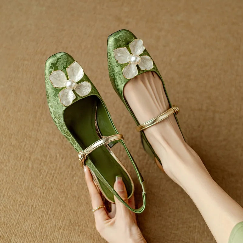 Chloé | Blommiga slingback-pumps