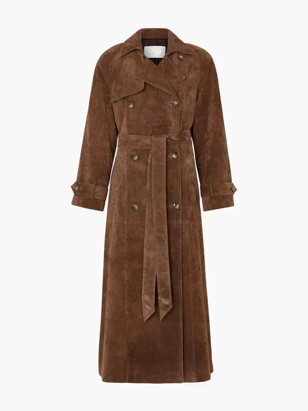 Elegant trenchcoat i mjuk mocka
