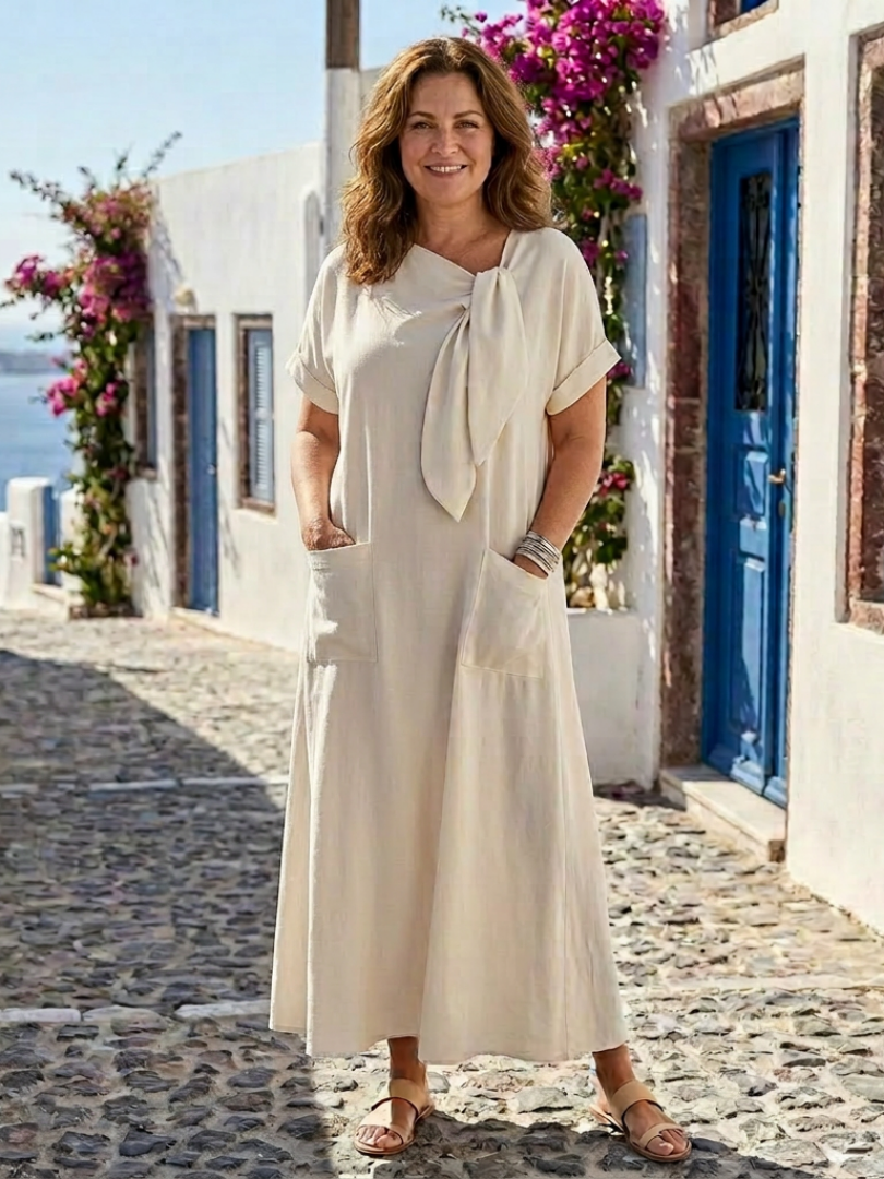 Rosalie | Maxiklänning med rund hals och ärmar
