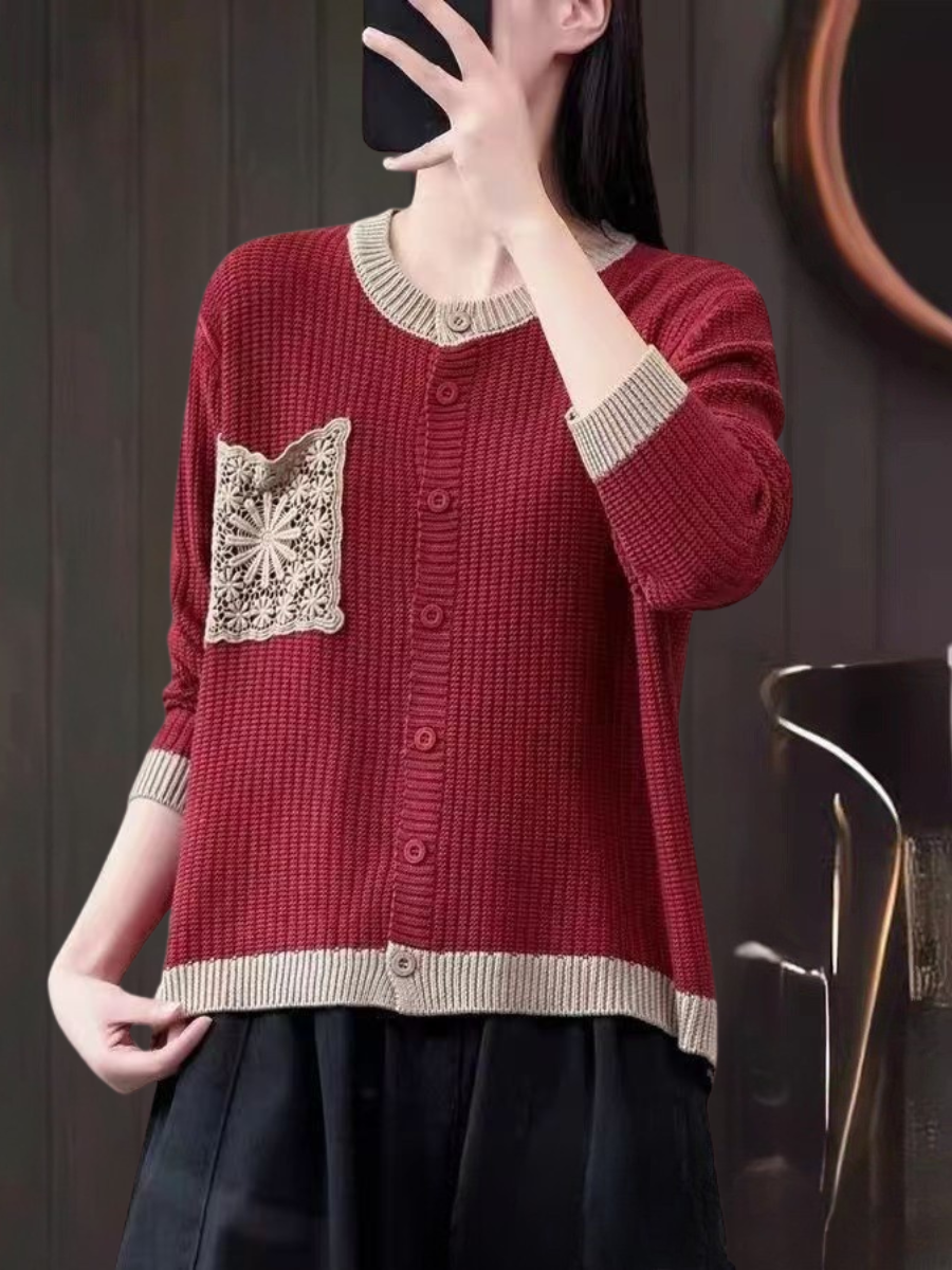 Sandrine | Våffelstickad cardigan med fickor