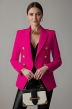 Rebecca – Damens dubbelknäppta blazer med detaljer i guldton