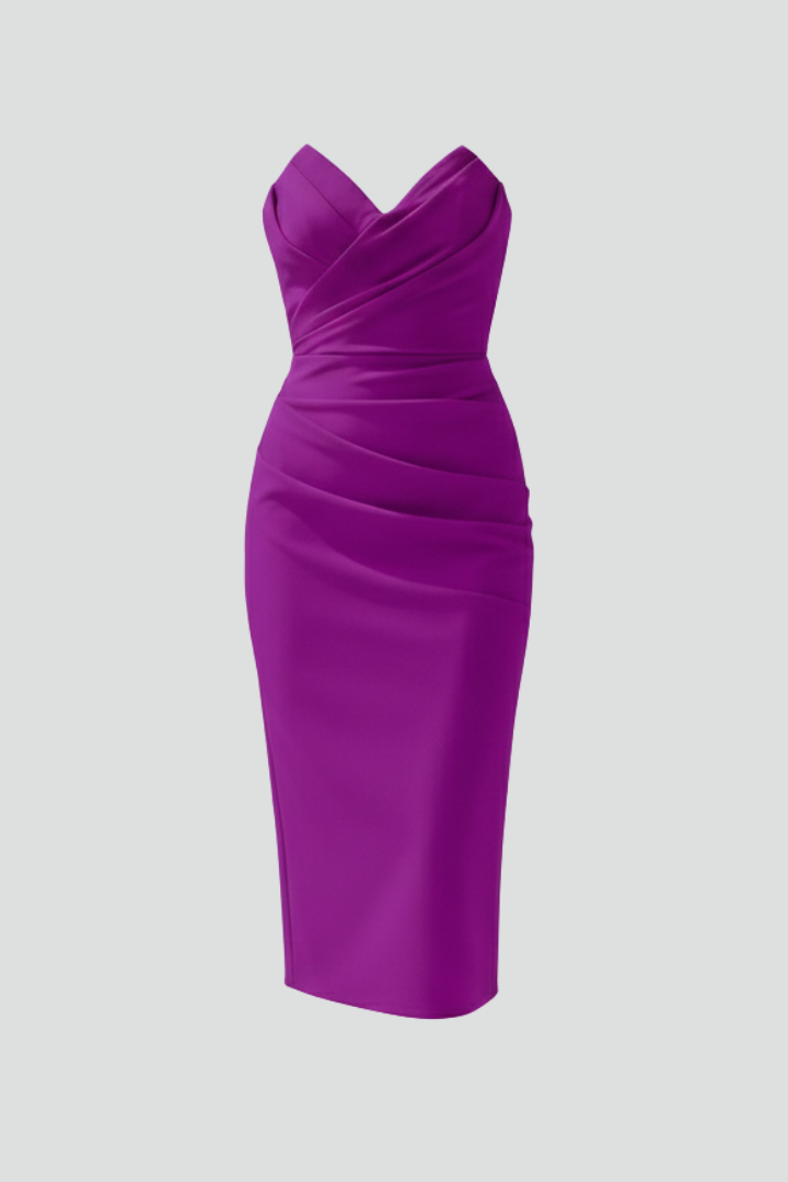 Rachel – Damernas Strapless Rynkad Kjol Midi Klänning