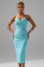 Rachel – Damernas Strapless Rynkad Kjol Midi Klänning