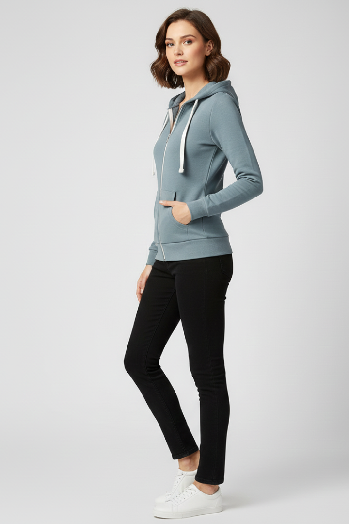 Grace – Dam Hoodie med Framlåset och Kängurufickor