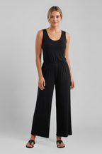 Emma – Dam Rundhalsad Elastisk Midja Vida Byxor Jumpsuit