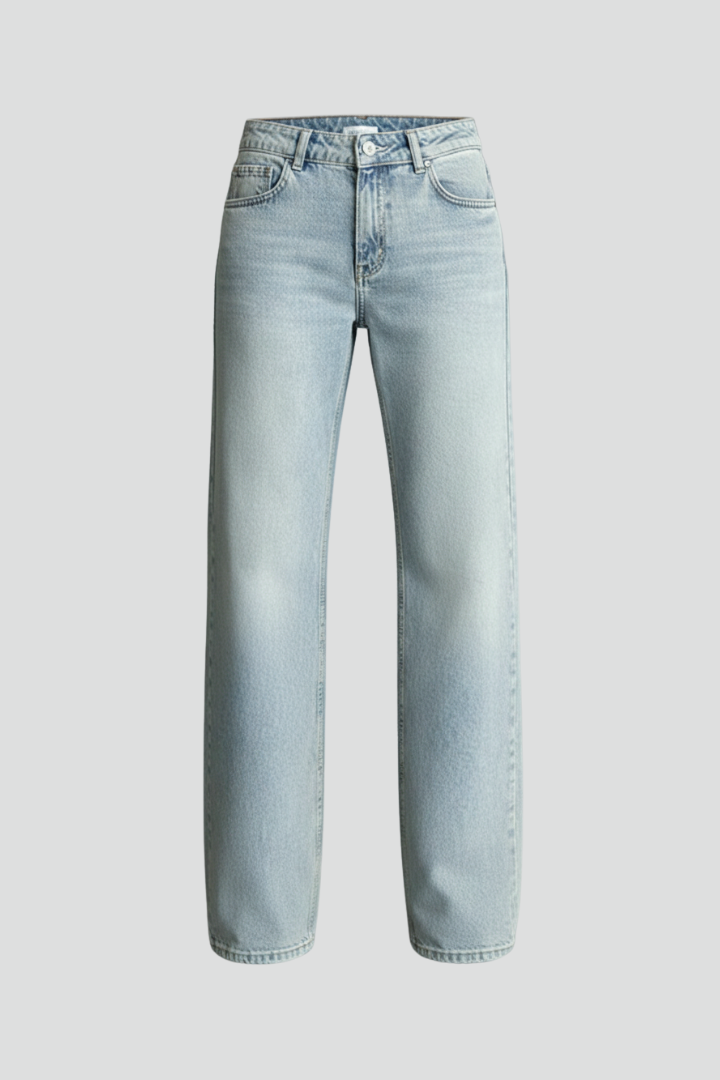 Heather – Damens avslappnade jeans med vida ben och dragsko