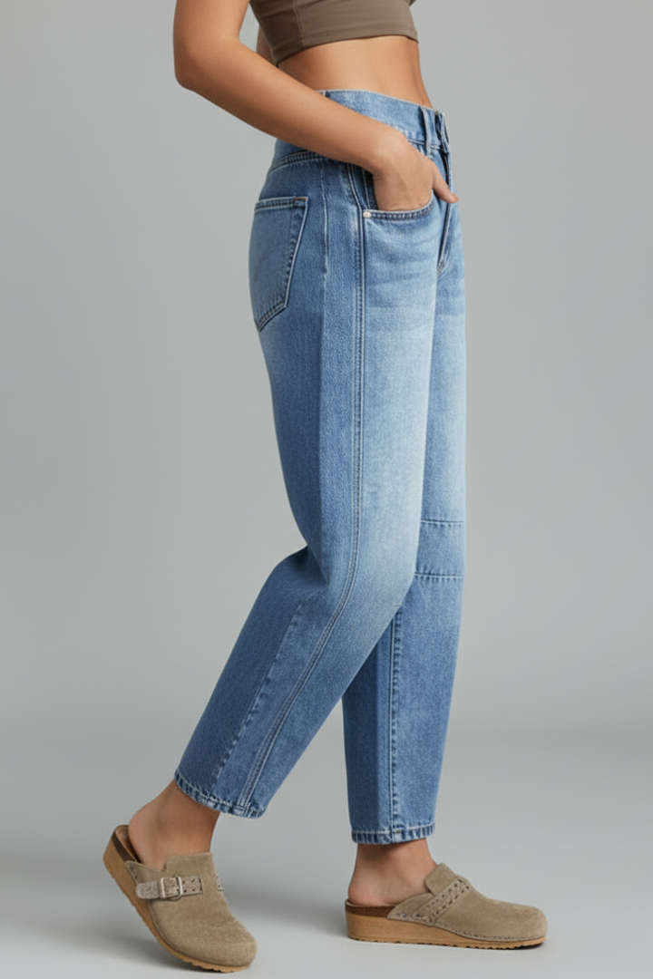 Isabella – Damens avslappnade lågmidjade raka jeans