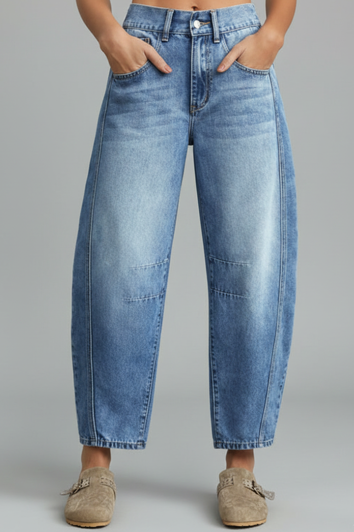 Isabella – Damens avslappnade lågmidjade raka jeans
