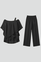 Chloe – Dam Off-Shoulder Flödande Vida Byxor Jumpsuit