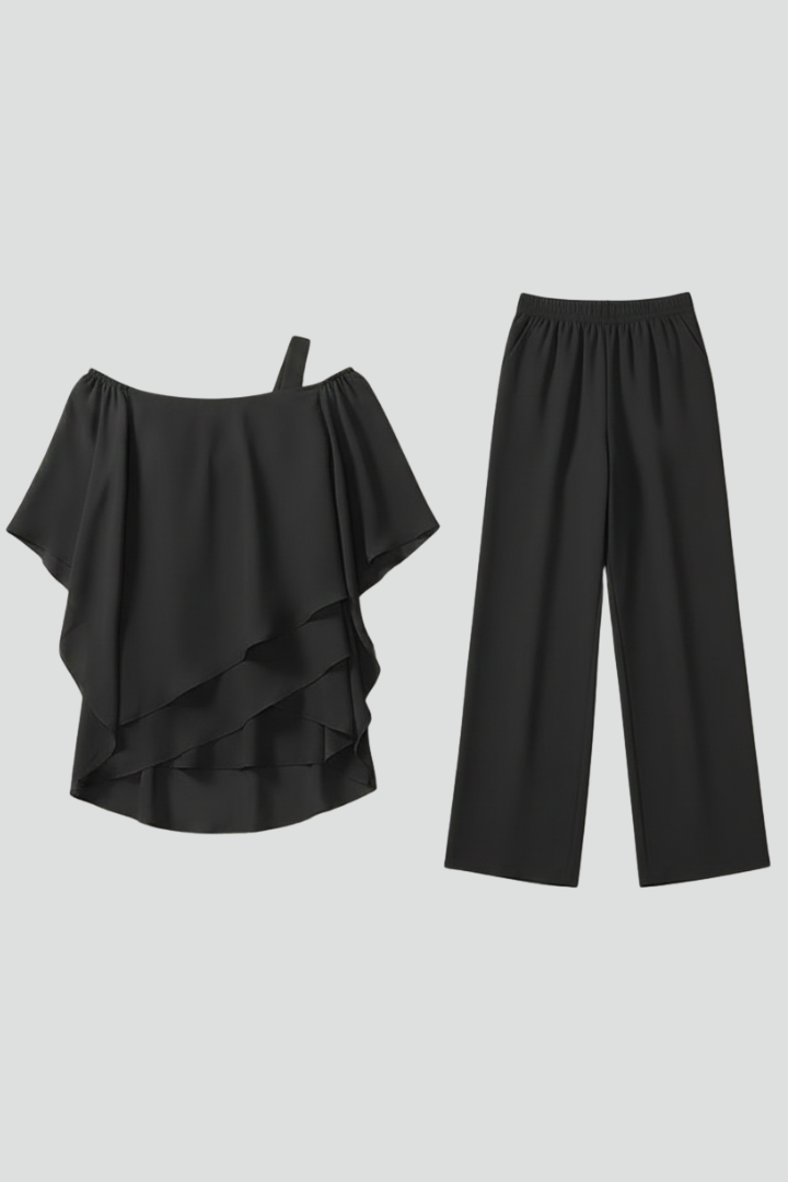 Chloe – Dam Off-Shoulder Flödande Vida Byxor Jumpsuit