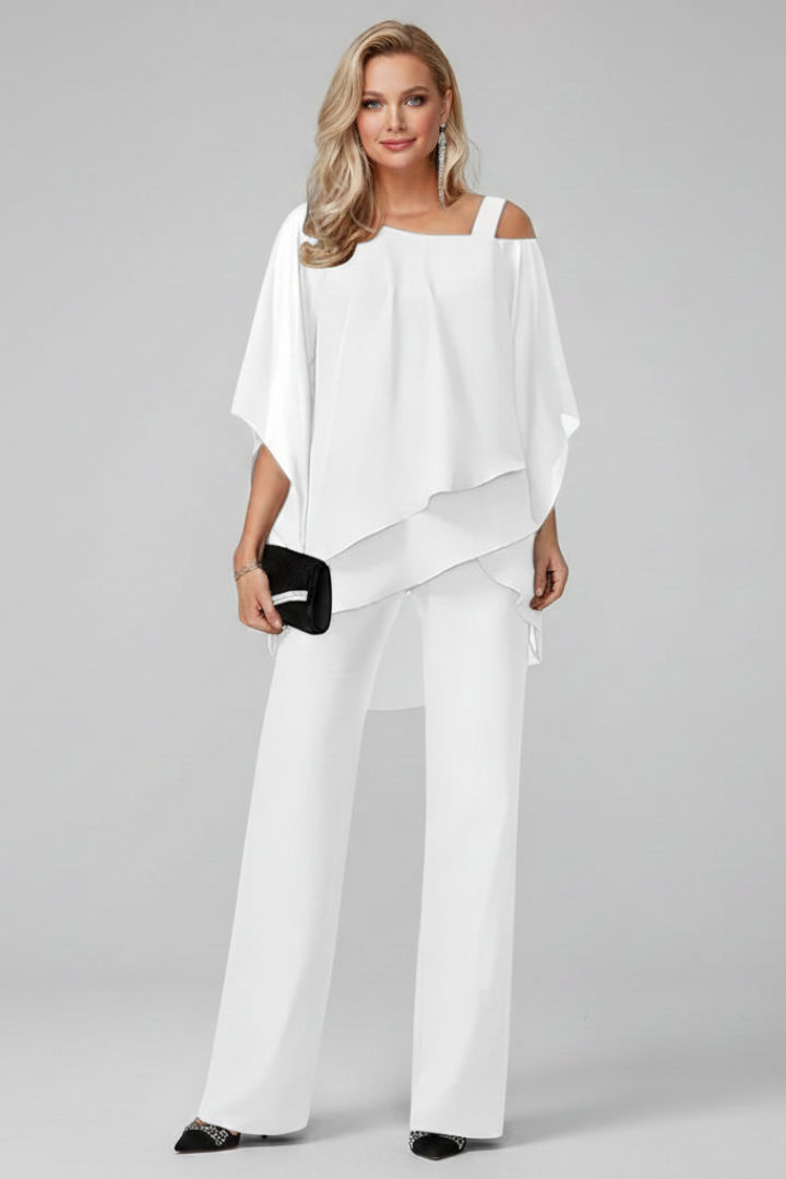 Chloe – Dam Off-Shoulder Flödande Vida Byxor Jumpsuit
