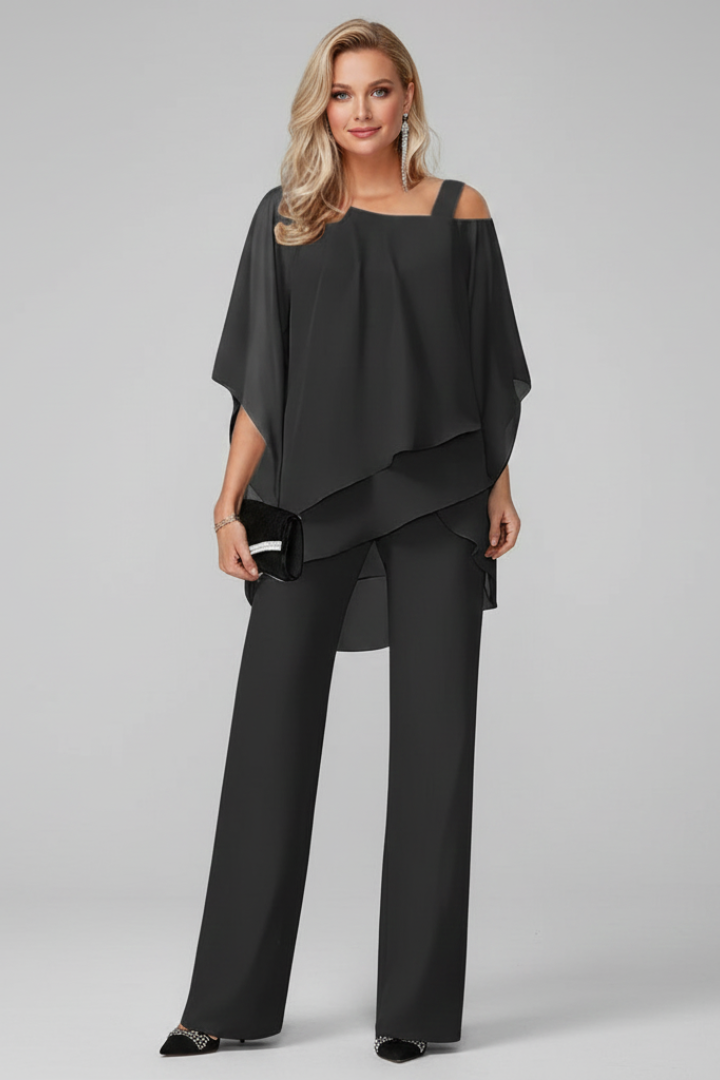 Chloe – Dam Off-Shoulder Flödande Vida Byxor Jumpsuit