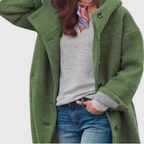 Kvinnors Oversized Kappa med Knappar och Sidofickor