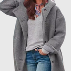 Kvinnors Oversized Kappa med Knappar och Sidofickor