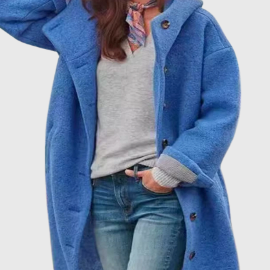 Kvinnors Oversized Kappa med Knappar och Sidofickor