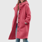 Kvinnors Oversized Kappa med Knappar och Sidofickor