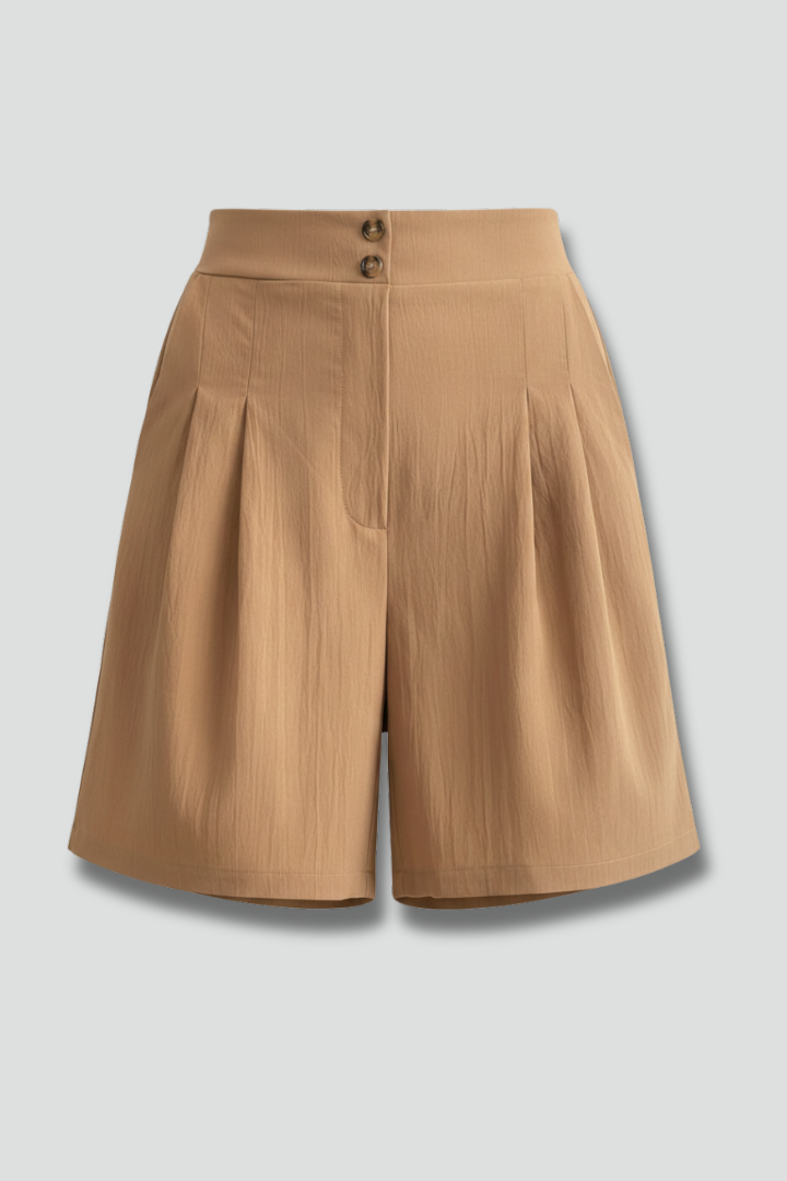 Jessica – Högmidjade Plisserade Skräddarsydda Shorts För Dam
