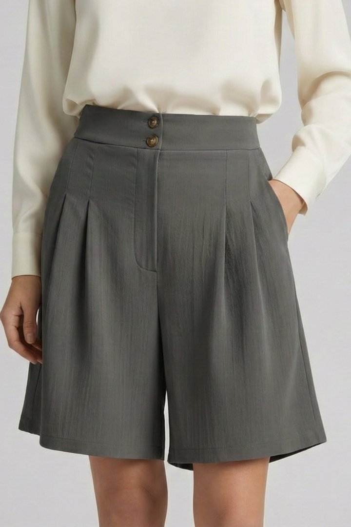 Jessica – Högmidjade Plisserade Skräddarsydda Shorts För Dam
