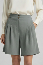 Jessica – Högmidjade Plisserade Skräddarsydda Shorts För Dam