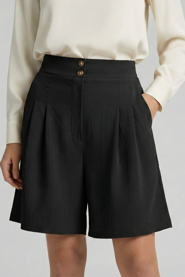 Jessica – Högmidjade Plisserade Skräddarsydda Shorts För Dam