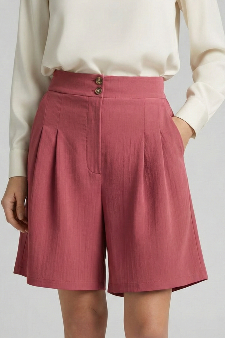 Jessica – Högmidjade Plisserade Skräddarsydda Shorts För Dam