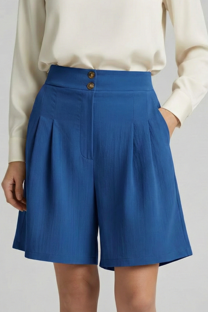 Jessica – Högmidjade Plisserade Skräddarsydda Shorts För Dam