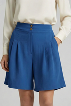 Jessica – Högmidjade Plisserade Skräddarsydda Shorts För Dam