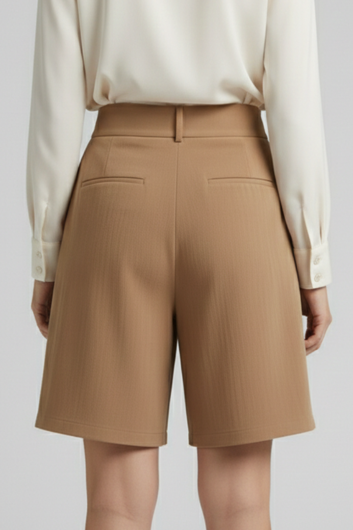 Jessica – Högmidjade Plisserade Skräddarsydda Shorts För Dam