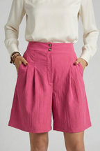 Jessica – Högmidjade Plisserade Skräddarsydda Shorts För Dam