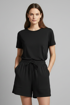 Caroline – Damens elastiska midja avslappnade dragsko shorts