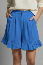 Jacklyn – Damens Hög Midja Volangkant Casual Shorts