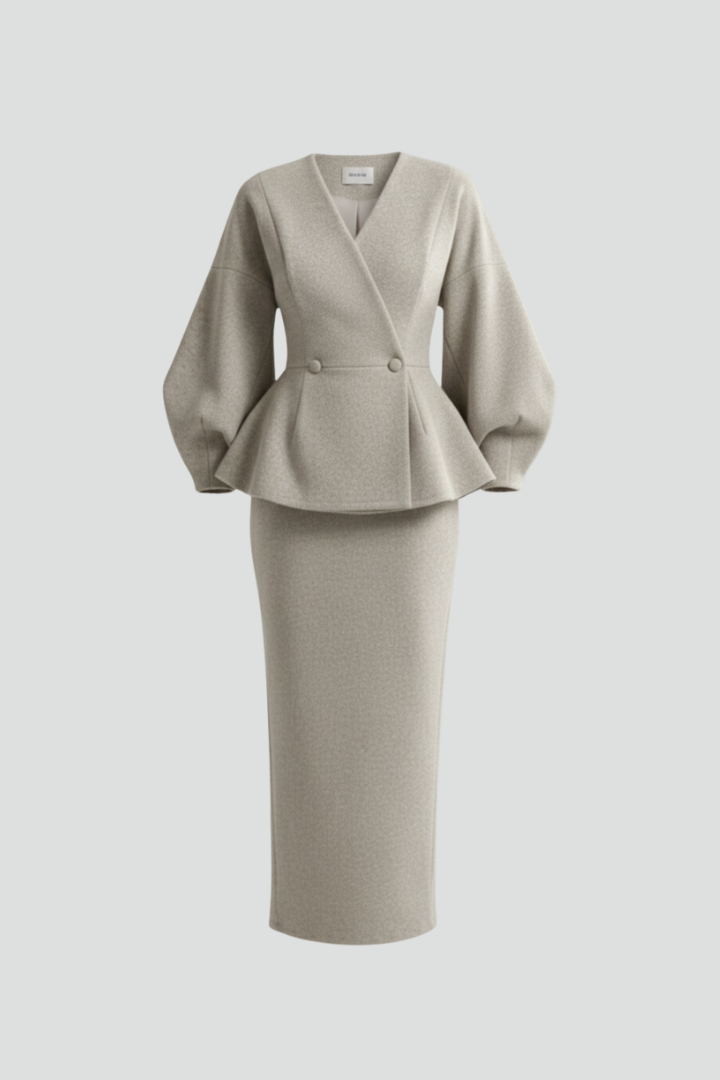 Taylor – Dam V-ringad Blazer och Kjol Set