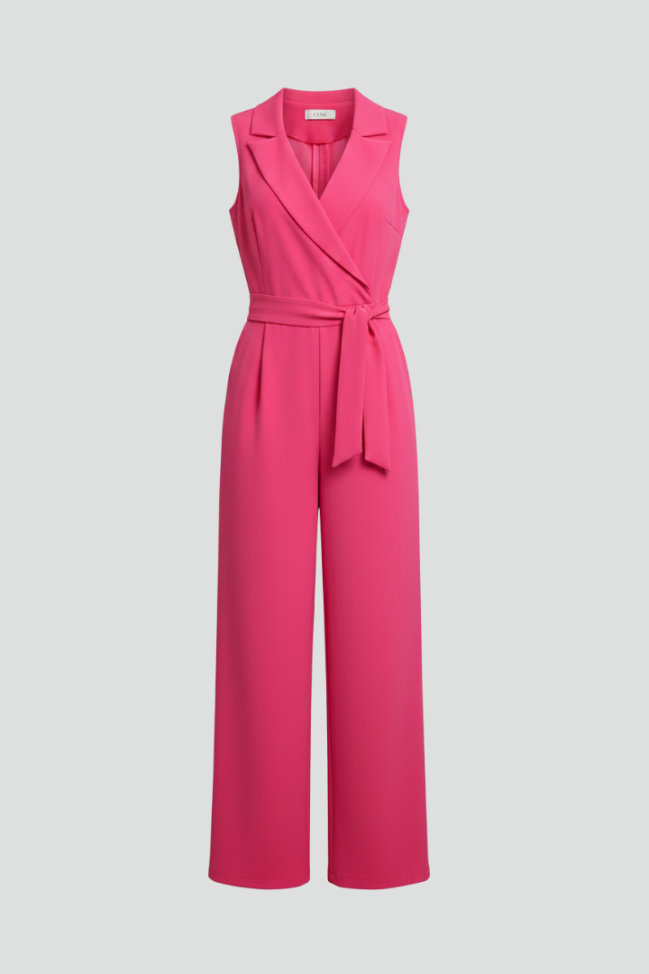 Kimberly – Ärmlös V-ringad Jumpsuit Med Knytmidja För Dam