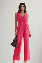 Kimberly – Ärmlös V-ringad Jumpsuit Med Knytmidja För Dam