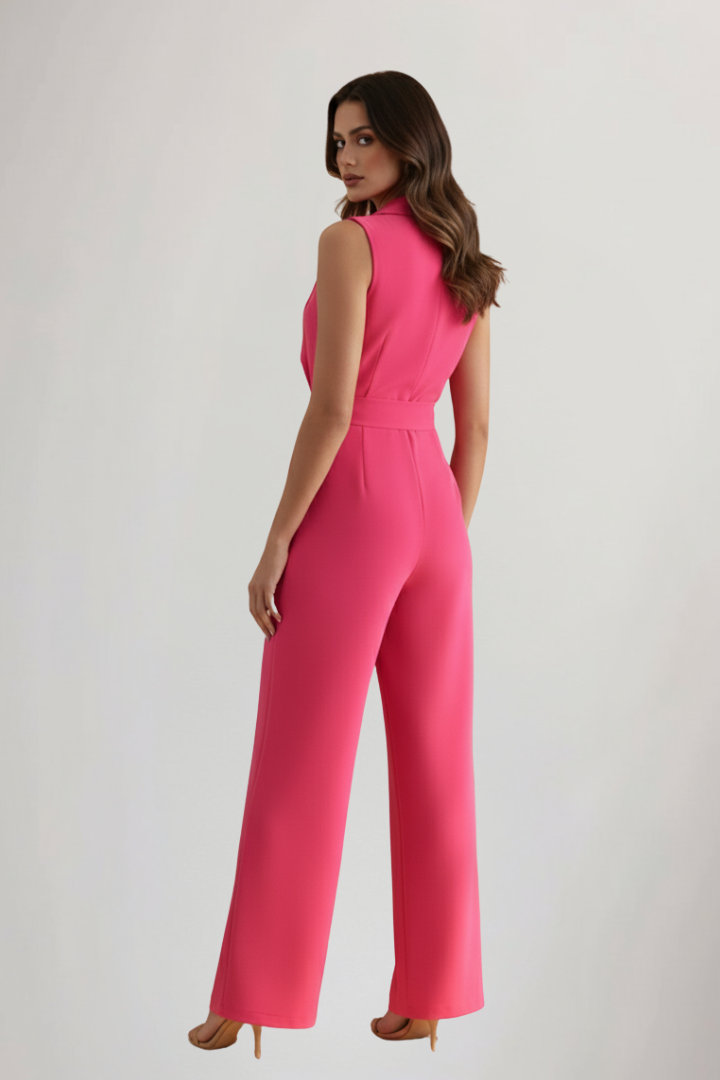 Kimberly – Ärmlös V-ringad Jumpsuit Med Knytmidja För Dam