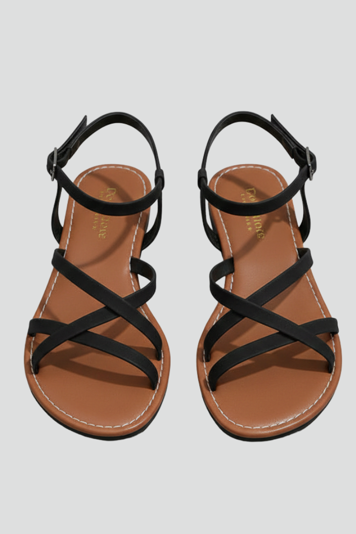 Isabella – Platta Sandaler Med Ankelrem Och Öppen Tå För Dam