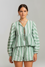 Elizabeth – Kvinnors Randig Långärmad Short Set