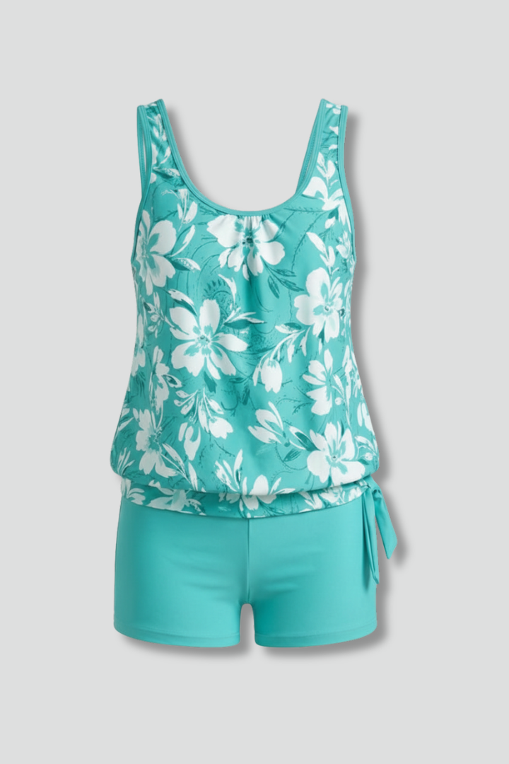 Lauren – Damens tryckta tankini-set med shorts