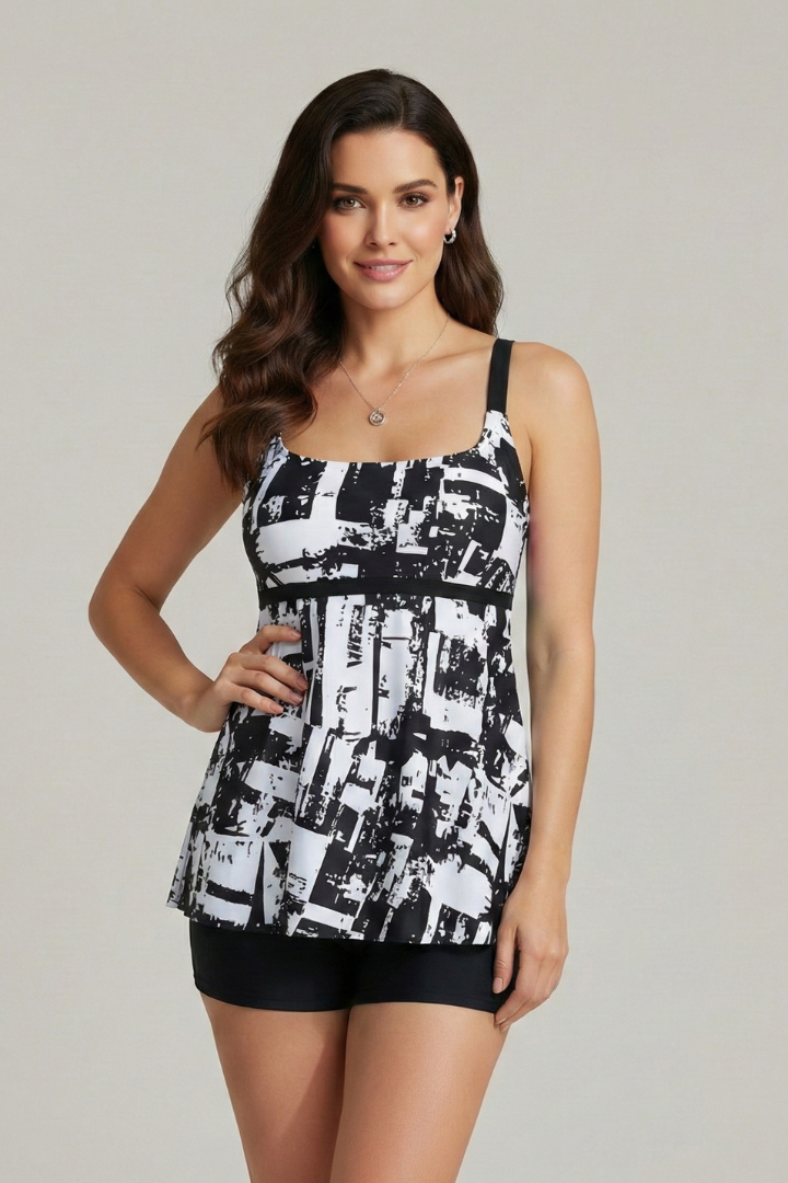 Kylie – Kvinnors Tryckt Tankini Set med Shorts