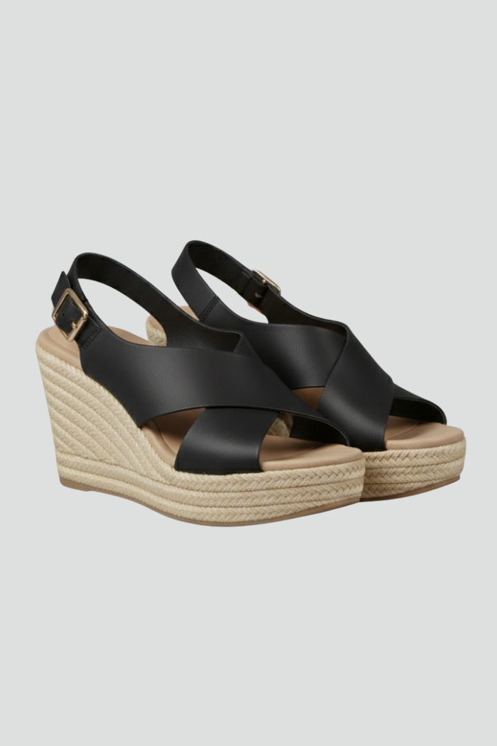 Michelle – Slingback-sandaler Med Kilklack Och Korsade Remmar För Dam