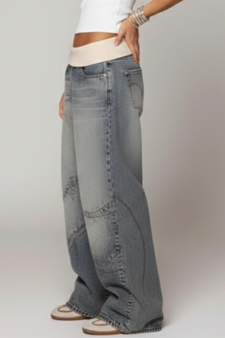 Madison – Damens Avslappnade Baggy Vida Jeansbyxor