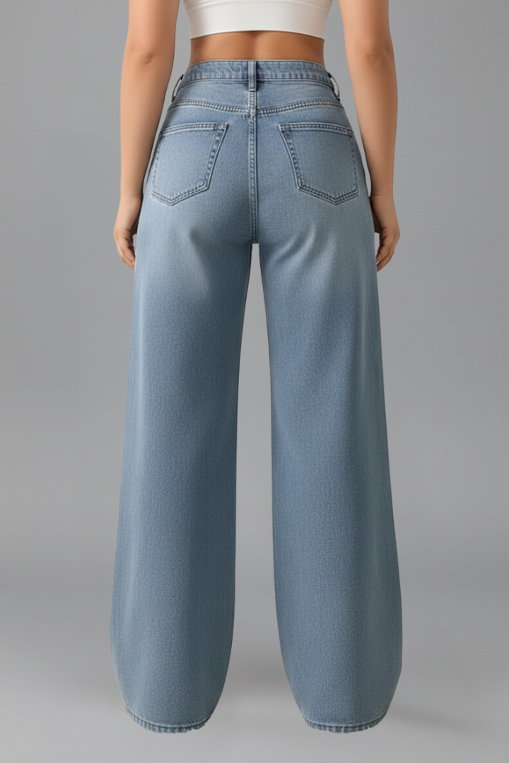 Evelyn – Damens Högmidjade Vida Jeans