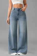Evelyn – Damens Högmidjade Vida Jeans