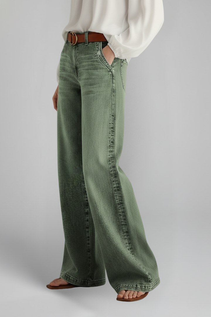 Faith – Damens avslappnade vida högmidjade denimjeans